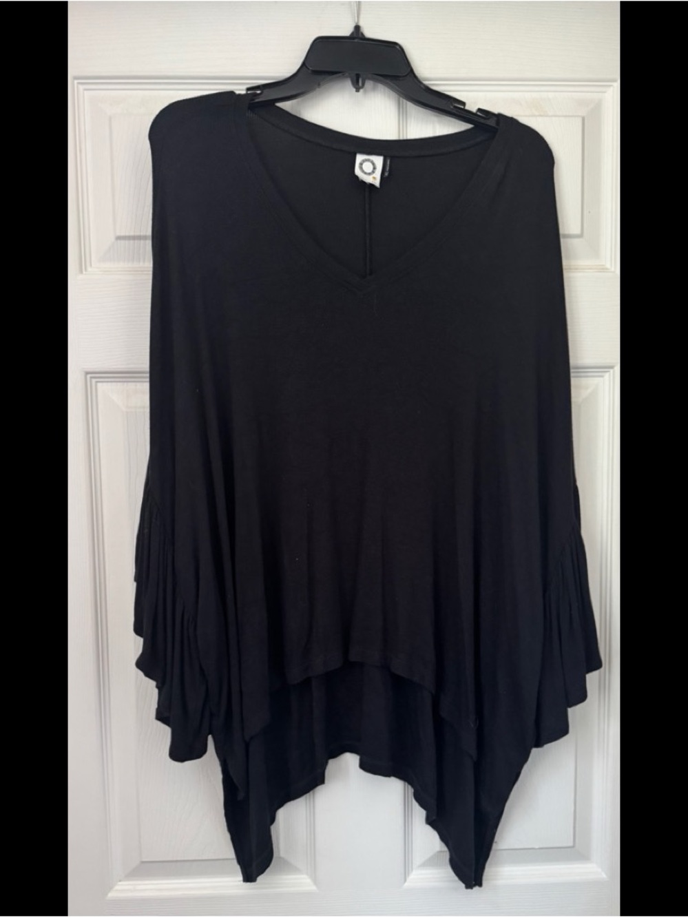 Anthropologie Black V-Neck Asymmetric Draped Tunic